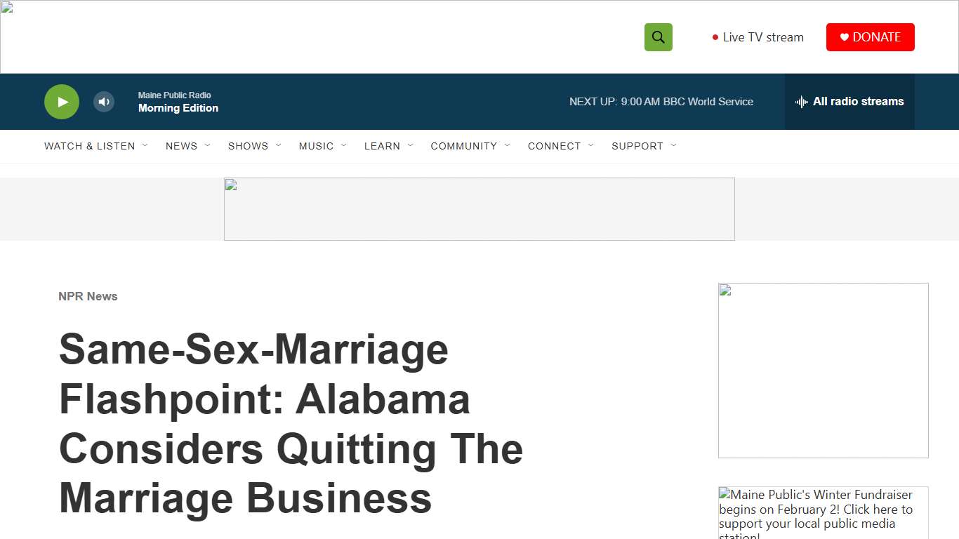 Same-Sex-Marriage Flashpoint: Alabama Considers Quitting The Marriage Business Maine Public